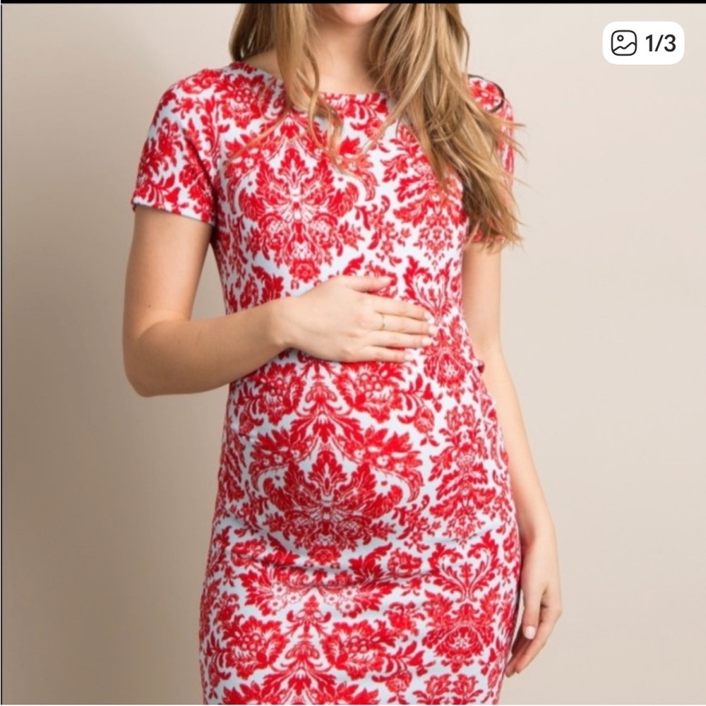 Pinkblush Red and White Patterned Midi Dress